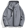 Detailed view of men's grey outdoor jacket featuring windproof fabric and mesh lining - S / Grey