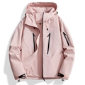 Detail of light pink waterproof hiking jacket with functional zippers and mesh lining - S / Sakura Pink