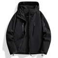 Detail of waterproof zippers and breathable mesh lining on a black outdoor jacket - S / Obsidian Black