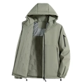 Giacca invernale da uomo con cappuccio verde fagiolo con fodera trapuntata antivento - S / Verde Ombra