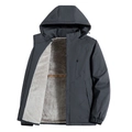 Herren Windjacke in Dunkelgrau mit warmem Fleece-Futter und geometrischem Muster - L / Dunkelgrau