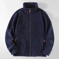 Giacca in pile blu navy da uomo con caldo collo alto e dettaglio zip arancione acceso - L / Blu Scuro per Uomo
