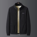 Λεπτομέρεια ανδρικής ζακέτας fleece με αντίθεση στην επένδυση και κέντημα Sports - M / Μαύρο