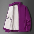 Detail showing inner pocket capacity and thick fleece lining of purple men jacket - M / Purple