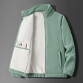 Detail of light green fleece jacket showing spacious inner pocket and warm faux shearling lining - M / Light Green