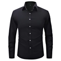 Camicia da uomo slim fit nera a maniche lunghe con colletto e bottoni a contrasto - XS / Nero