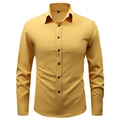 Camicia da uomo a maniche lunghe giallo zenzero slim fit con bottoni neri e colletto classico - XS / Giallo