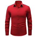 Camicia rossa a maniche lunghe da uomo con bottoni e colletto standard in vista 3D - XS / Borgogna