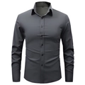 Camicia da uomo grigio scuro slim fit a maniche lunghe, elegante per ufficio e tempo libero - XS / Grigio