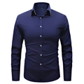 Camicia da uomo slim fit a maniche lunghe blu navy scuro per affari e tempo libero - XS / Blu scuro