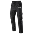 Men's black cargo joggers with elastic waist and multiple utility pockets for sports - Black Straight Leg Style