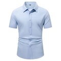 Hellblaues Herren-Kurzarmhemd in Slim Fit aus elastischem Business-Gewebe - S / Hellblau