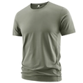 Breathable olive green athletic t-shirt for men with ergonomic mesh side panels and cooling fabric - L / Army Green