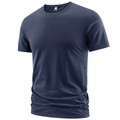 Navy blue breathable mesh sports T-shirt with quick-dry fabric and crew neck design - L / Navy Blue