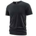 Men's breathable quick-dry black sports T-shirt with crew neck and side stitching details - L / Black