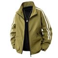 Veste décontractée vert olive avec col montant et bandes blanches sur les manches - M / Vert