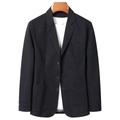 Classic black cotton casual blazer for men with a single-breasted three-button design - Black