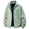 Light green fleece jacket with blue zippers and standing collar for windproof warmth - S / Cardamom Green