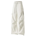 Men's cream loose-fit cargo pants with drawstring waist and quick-dry outdoor fabric - S / Ivory
