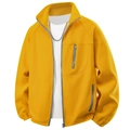 Detail der gelben Fleecejacke mit Stehkragen und funktionalen Reißverschlusstaschen - S / Senfgelb