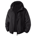 Detailed view of black hooded sun protection jacket with zip pockets and elastic cuffs - S / Black