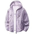 Lightweight breathable hooded sun protection jacket in light purple with multi-pocket design - S / Lilac Purple