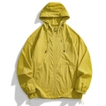 UPF 50+ bright yellow lightweight sun protection jacket with hood and zipper pockets - Light Mustard Yellow