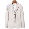 Blazer casual da uomo in cotone beige con design a tre bottoni e tasche applicate frontali - M / Bianco Sporco