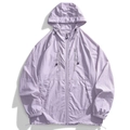 Lightweight lavender UV protection jacket with hood and multiple zipper pockets for hiking - S / Lilac Purple