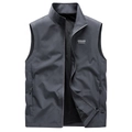Men's dark gray outdoor vest with stand collar, windproof fabric and mesh lining - Gray