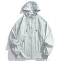 Lightweight ice silk sun protection hoodie in light grey with UPF50 windbreaker fabric - Mint Green