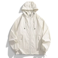 Off-white UPF 50+ ice silk sun protection jacket with drawstring hood and zip pockets - S / Creamy White