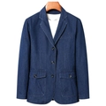 Chaqueta blazer de mezclilla azul oscuro para hombre con solapa de muesca - M / Azul oscuro
