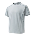 T-shirt sport gris clair pour hommes avec coutures bleu marine et tissu respirant - S / Gris