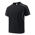 T-shirt de sport noir pour hommes avec passepoil contrasté raglan blanc et mesh respirant - S / Noir