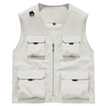 Gilet de photographie pour hommes avec poches utilitaires et doublure en maille - S / Blanc