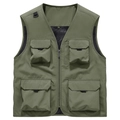Détails d'un gilet d'extérieur vert armée avec fermeture éclair et doublure en maille - S / Vert Militaire