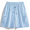 Men's light blue quick-dry cargo shorts with drawstring waist and functional flap pockets - S / Moonlight Blue