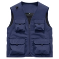Detail of outdoor utility vest featuring multi-pocket design and breathable mesh lining - S / Dark Blue