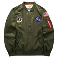 Army groen MA-1 bomberjack met NASA borduursel en klassieke oranje voering - 6XL / Donker Legergroen
