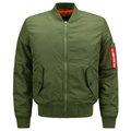 Classic army green bomber jacket with orange lining and red flight tag detailing - S / Army Green
