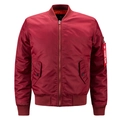 Men's plus size burgundy red MA-1 pilot jacket with knitted collar and arm pocket - 6XL / Red