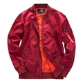 Classic bright red MA-1 bomber jacket with orange lining and utility sleeve pocket - 7XL / Red