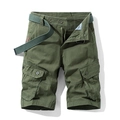 Pantalones cortos tipo cargo para hombre en verde militar con bolsillos y cinturón - EU 30 / Verde Militar