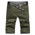 Men's slim army green casual shorts with black belt and plaid lining details - EU 38 / Army Green