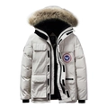 Parka invernale bianco da uomo con ampio collo in pelliccia e calda imbottitura isolante - 3XL / Bianco Sporco