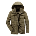 Parka invernale da uomo con fodera in pile e coulisse regolabile in vita in piano - L / Cachi