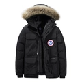 Parka invernale da uomo taglie forti nero con cappuccio in pelliccia e fodera - 2XL / Nero