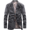 Veste décontractée pour homme gris foncé en coton avec fermeture à deux boutons et doublure - S / Gris