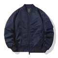 Classic navy blue MA-1 flight bomber jacket with tactical arm pocket and ribbed trim - S / Dark Blue
